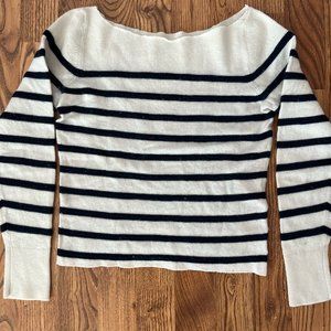 Cut Stripe Black and White Sweater